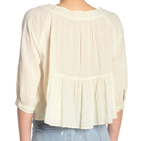 Free People Sea to Shore Top Boho Button Down Top - Picture 2 of 3